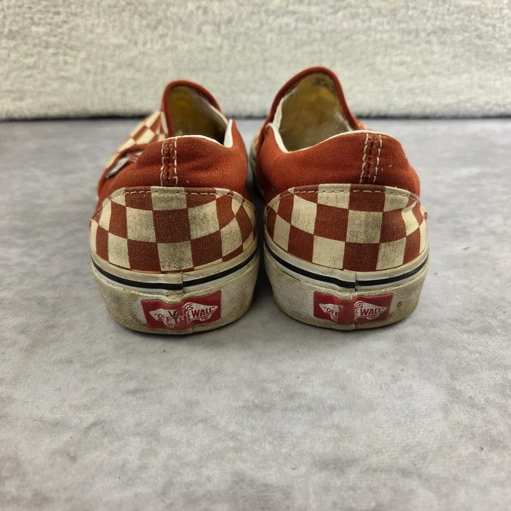 Vans Classic Slip-On Checkerboard Terracotta Orange Sneakers Mens 6.5 Womens 8
